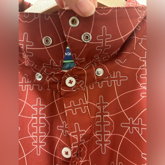 William Murray Men's Geometric Short Sleeve Button Down Golf Shirt XL Football - Picture 9 of 10